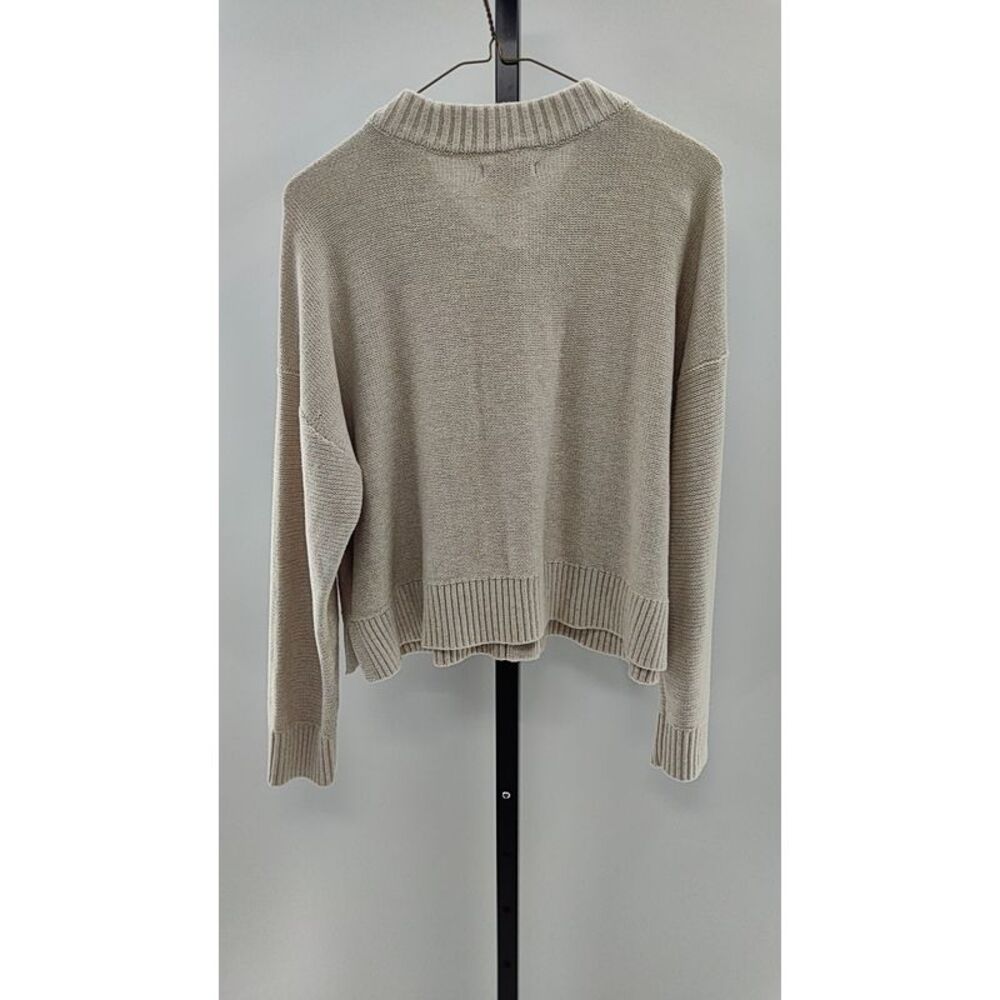 Quince Women 100% Organic Cotton Cropped Cardigan Speckled Beige M - Picture 2 of 2